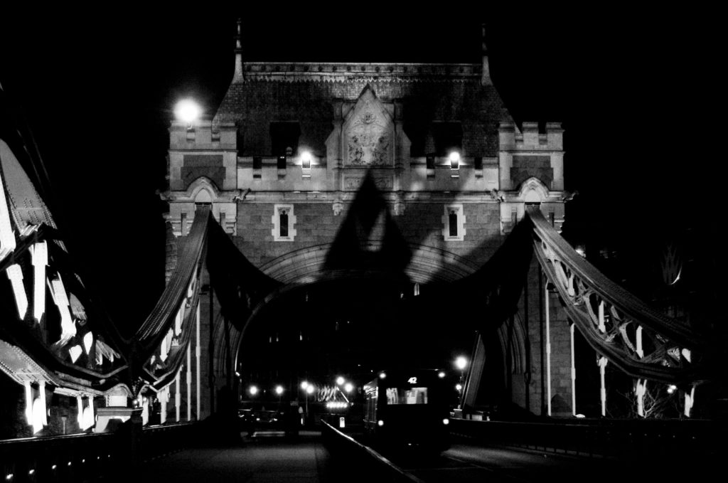 Tower Bridge in London at night time